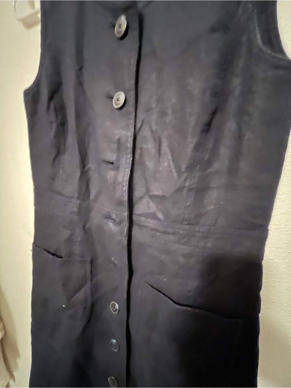 Tory Burch linen dress Classic Black Button-Front Sleeveless Coat - Picture 2 of 5